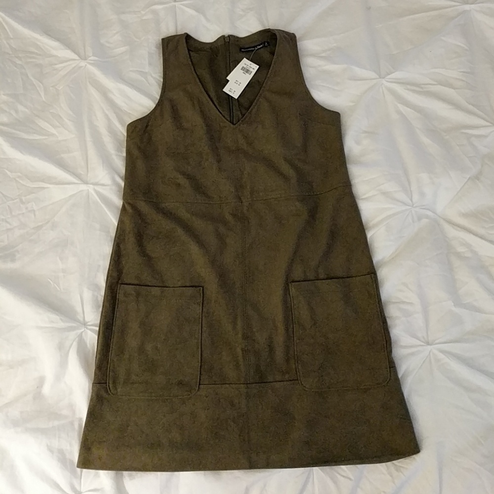 Abercrombie & Fitch Vegan Suede Green Dress BNWT S